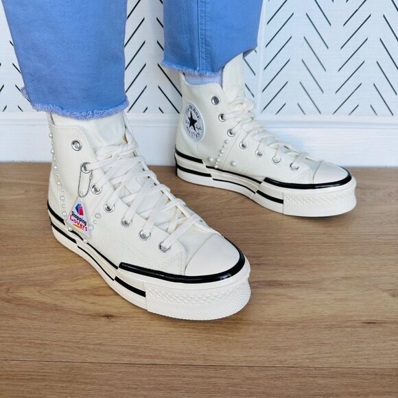 ❤️CONVERSE Chuck 70 Plus Hi Gems 7 Women's Platform Shoes Pearls Sneaker A10287C - Picture 4 of 12